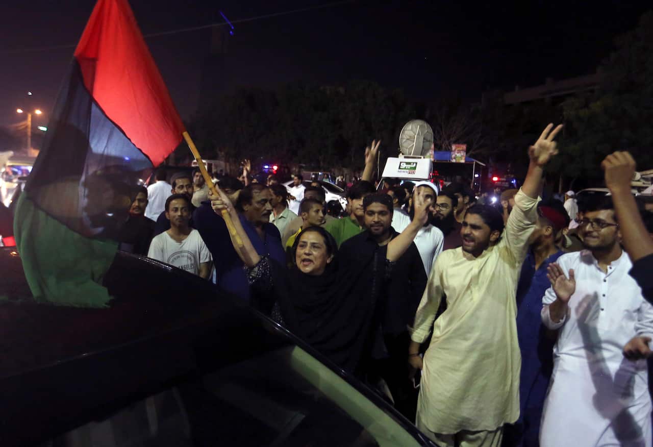 , Pakistan, Sunday, April 10, 2022. Pakistans political opposition toppled Prime Minister Imran Khan in a no-confidence vote in Parliament early Sunday after several political allies and a key party in his ruling coalition deserted him.