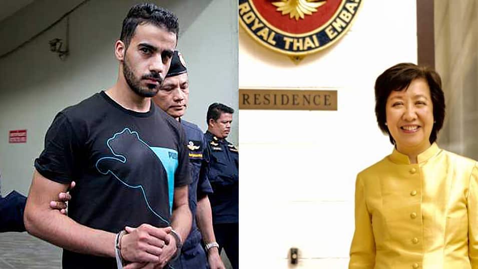 Hakeem AlAraibi (left) and Thai Ambassador Nantana Sivakua (right)