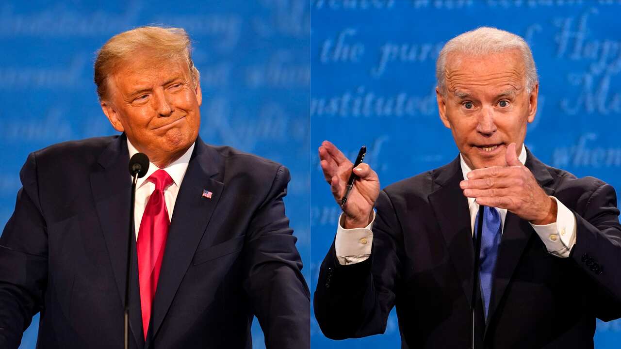 US president Donald Trump (right) and Democrat candidate Joe Biden