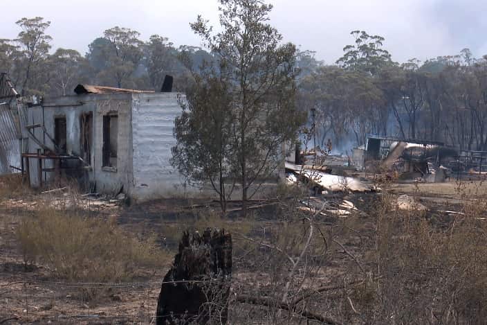 Burnt-out property after the Green Wattle Creek Fire. It's feared 40 homes have been lost to bushfires that tore through Buxton, Balmoral, Bargo and surrounds.