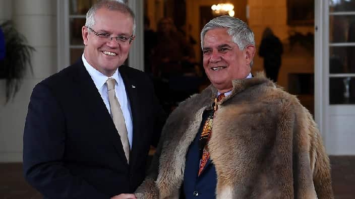 Australia's first Aboriginal federal cabinet minister, West Australian MP Ken Wyatt with Prime Minister Scott Morrison. 