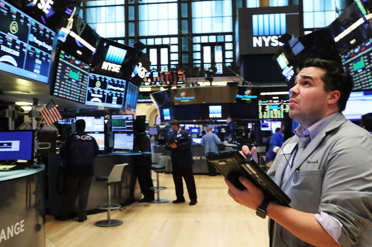 US Stock market trader looking at the index.