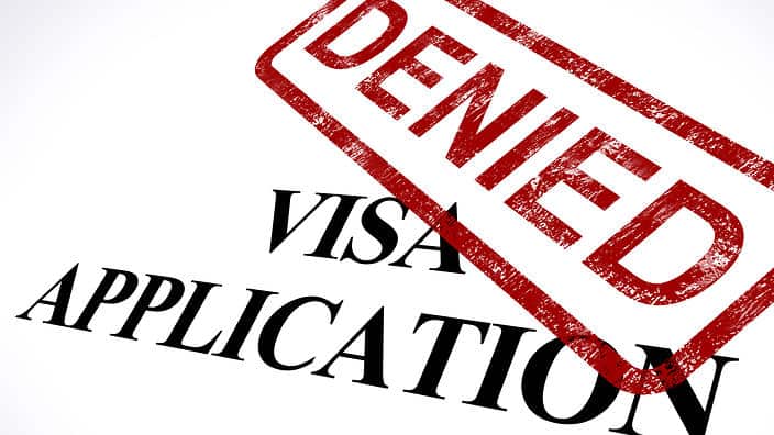 Visa Application Denied Stamp Shows Entry Admission Refused