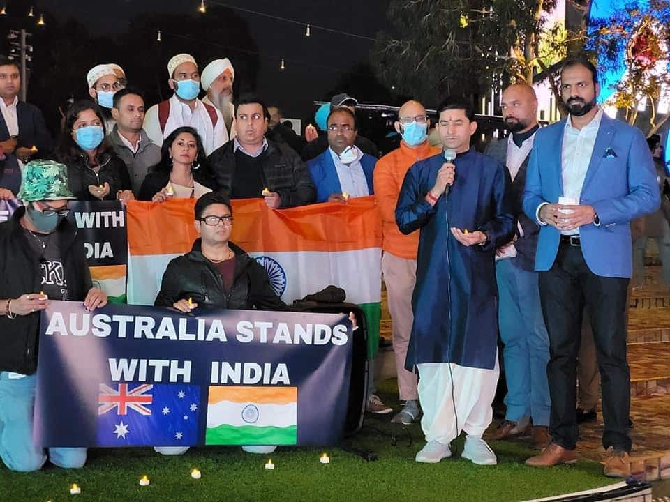 The vigil was held at the iconic Federation Square building in Melbourne.