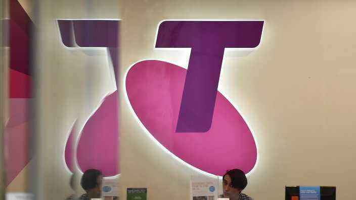Telstra logo in one of their office