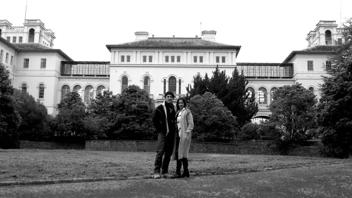 Amanda and Mirko Grillini in front of former Aradale Mental Hospital