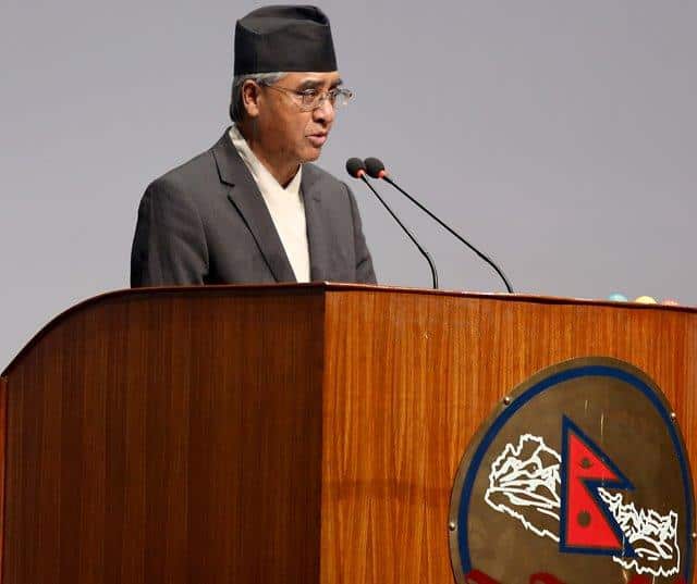 Nepali congress leader and former Prime Minister Sher Bahadur Deuba