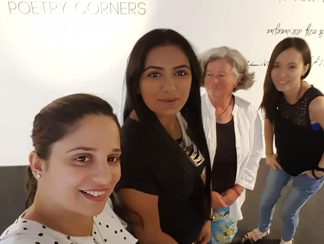 Nayana Bhandari - left, at Poetry Corners