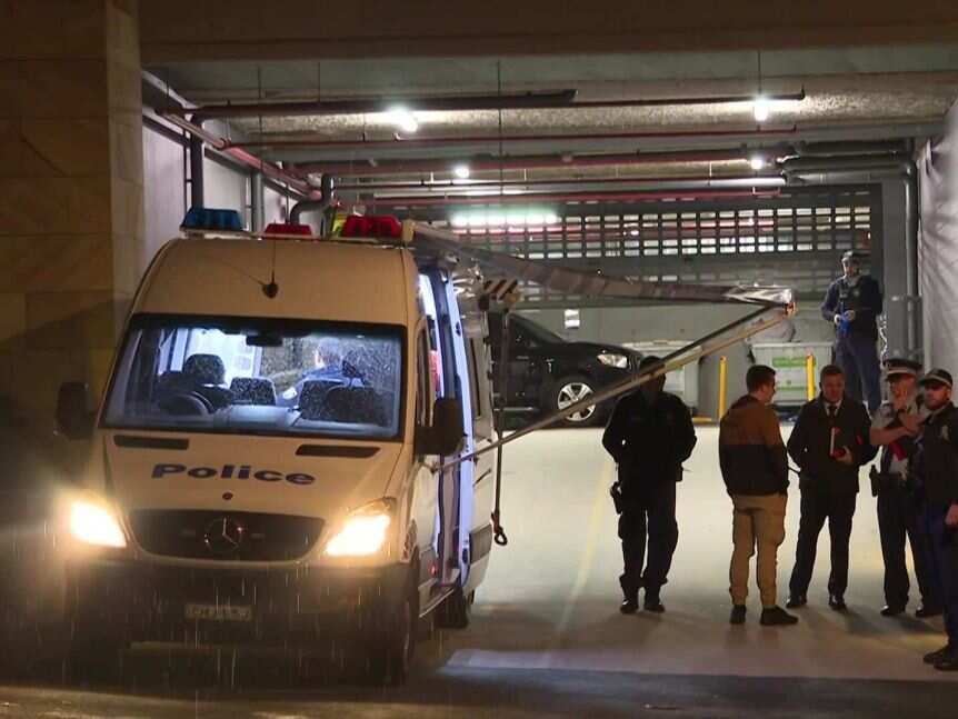 Police attend the scene at Wentworth Point.