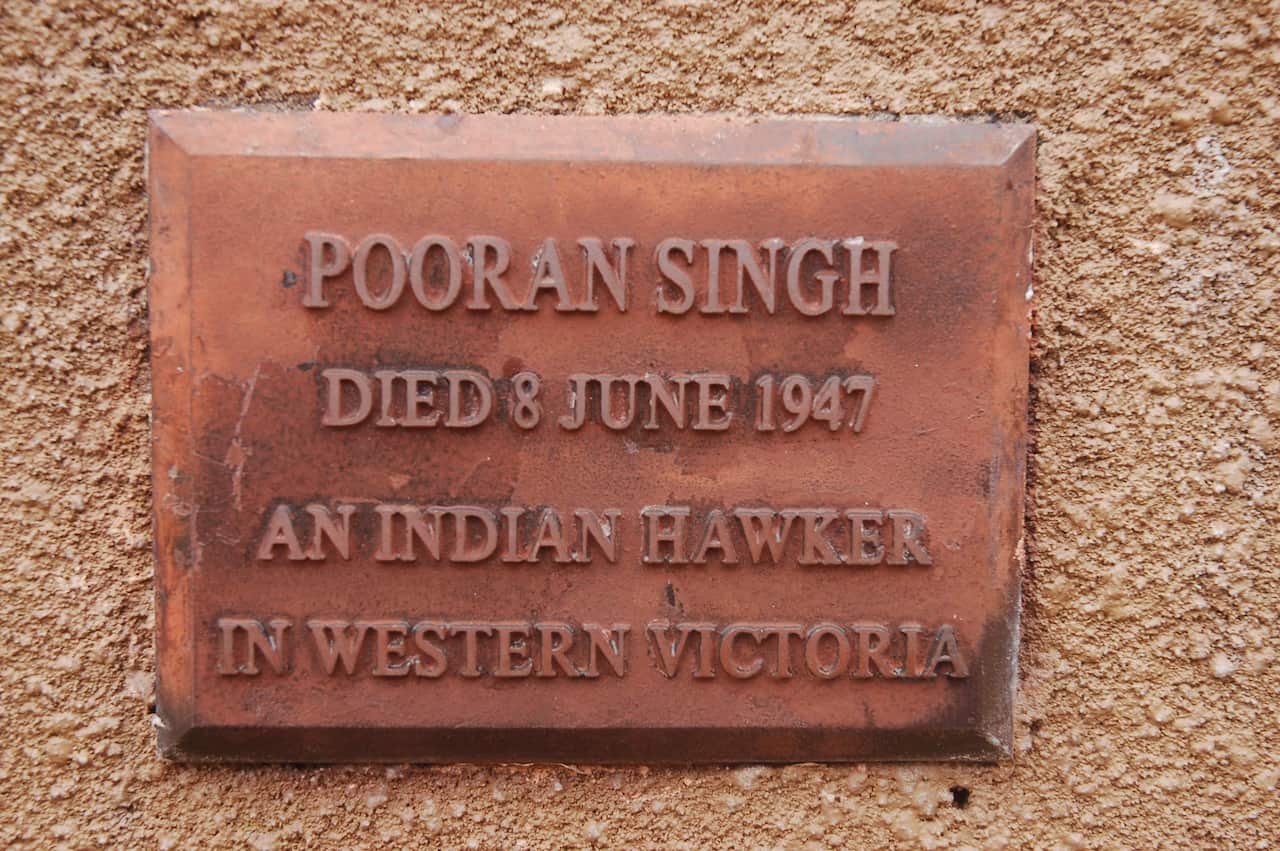 A plaque at the niche at Warrnambool cemetery that remained home to Pooran's ashes for decades