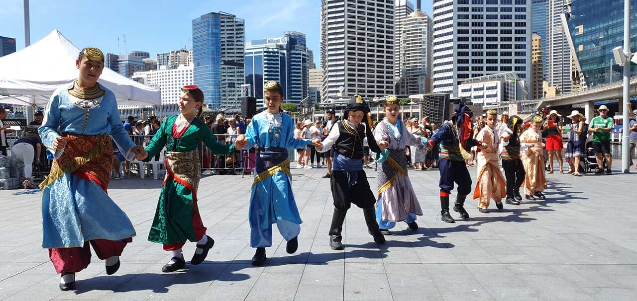 Kids dancing at Sydney's Greek festival