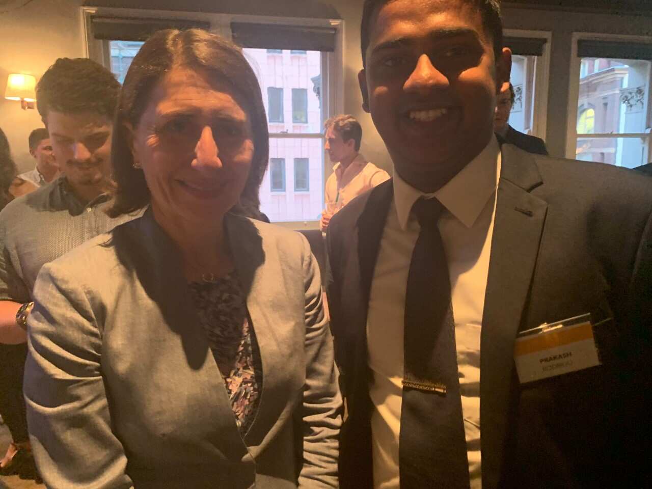 Prakash Rodrigo with NSW Premier Gladys Berejiklian