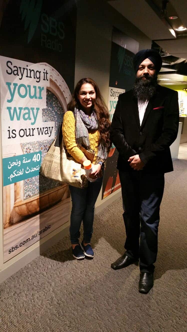PSOs Talwinder Singh and Preet Baidmaan at SBS Melbourne studios
