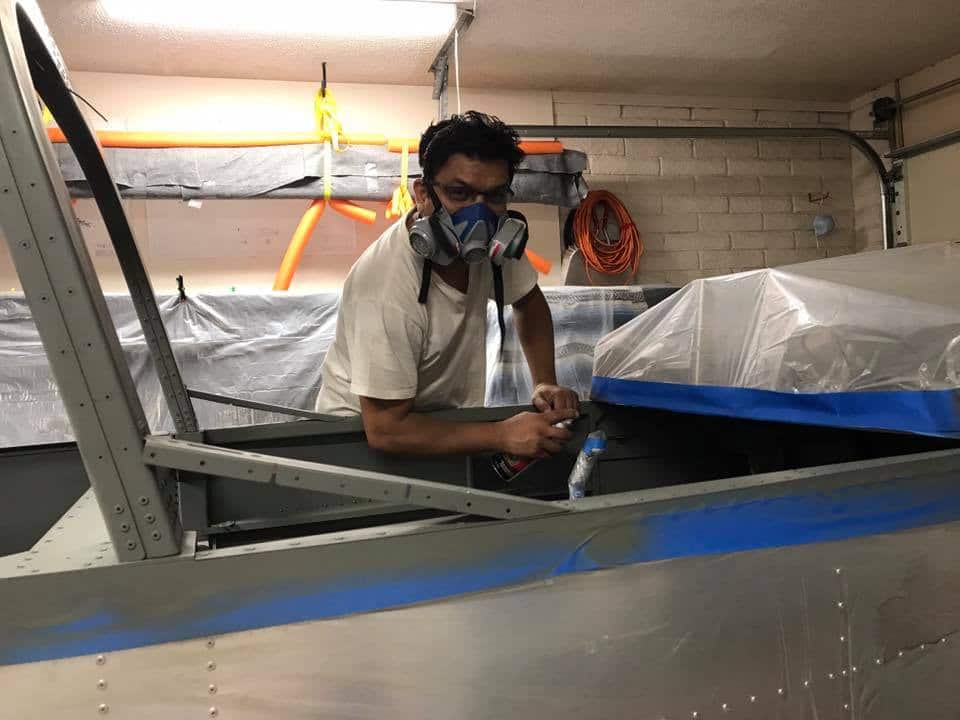 Regmi working on his aircraft