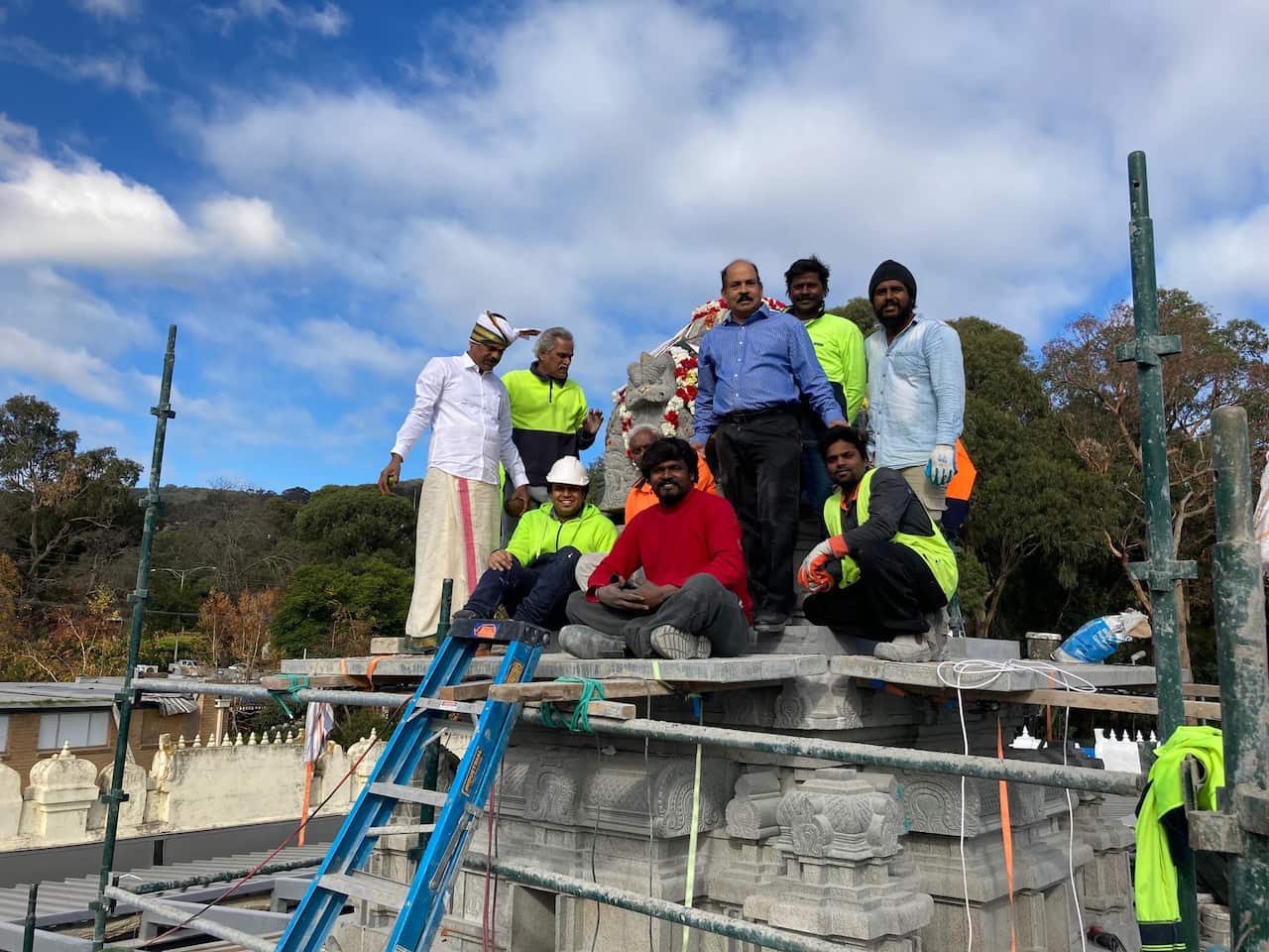 President Balaa Kandiah with Stapathy and workers