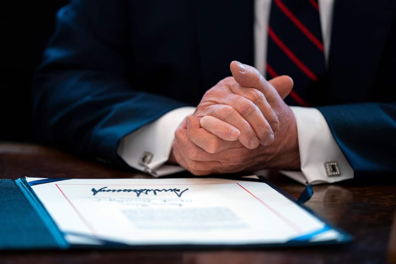 President Trump's signature on the stimulation package