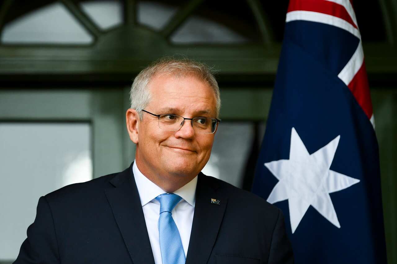 Australian Prime Minister Scott Morrison speaks to the media during a press conference at the Lodge in Canberra, Friday, October 1, 2021. (AAP Image/Lukas Coch) NO ARCHIVING