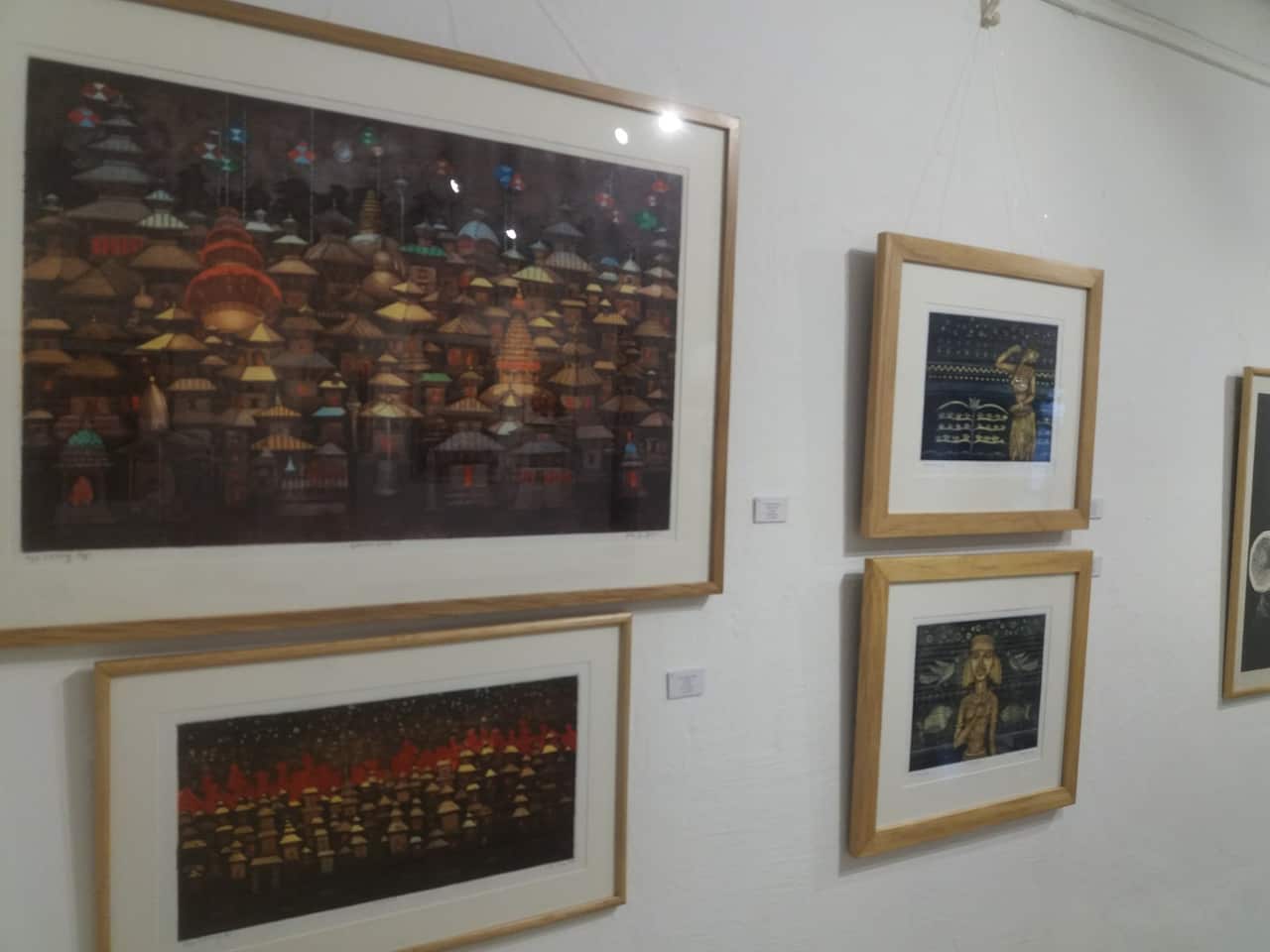 Uma Shankar Shah's print art at an exhibition in Kathmandu.