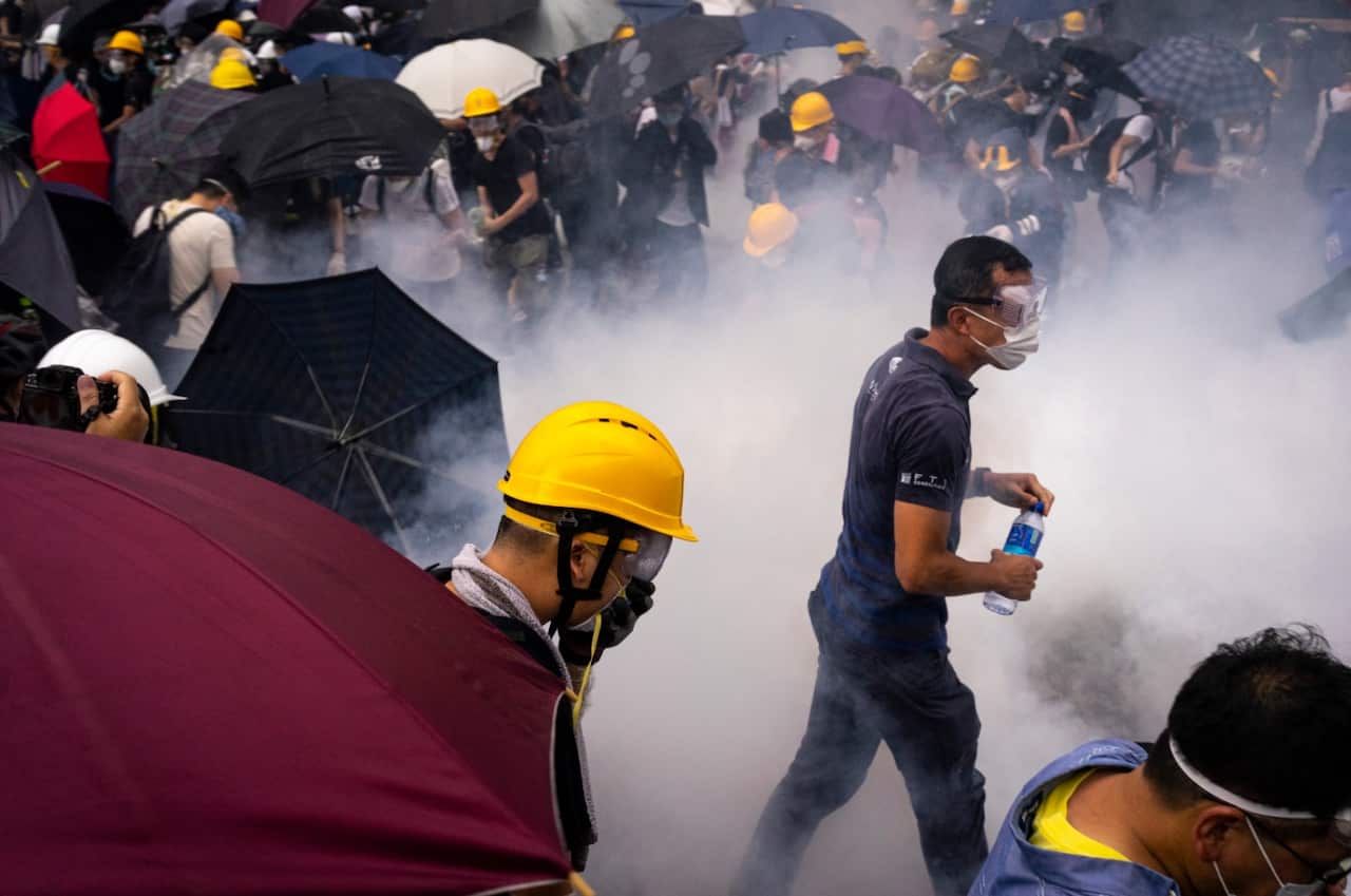 June 12, 2019 - Hong Kong -The gas does its job with ruthless efficency. 