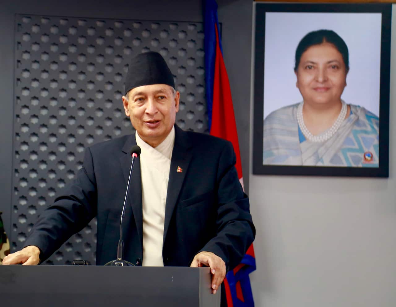 Information minister at press conference