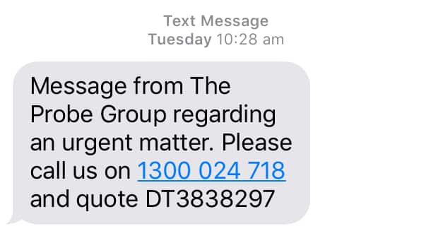 Tin nhắn từ công ty đòi nợ đại diện cho Centrelink