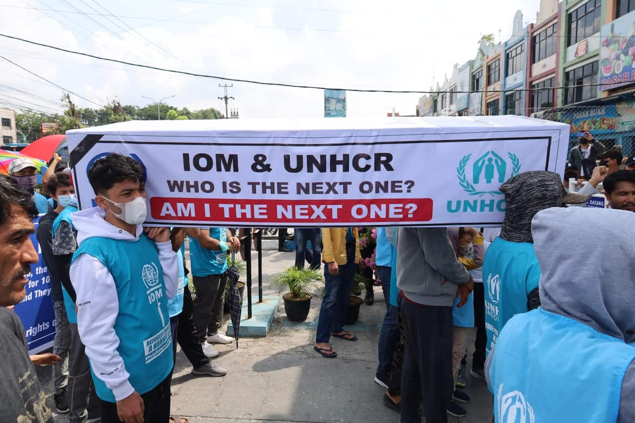 Refugee protest in Indonesia