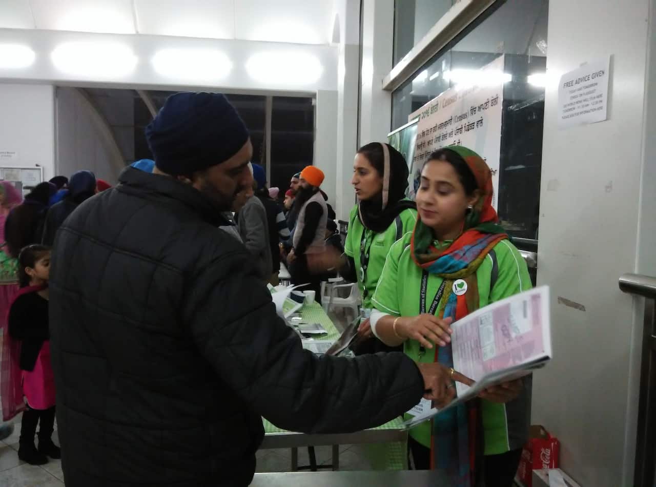 ABS holding a community information session for the Censis at Sydney's Glenwood Sikh temple