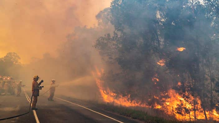 Queensland is bracing for hot and dry winds as NSW fires are set to cross the northern border on Wednesday.