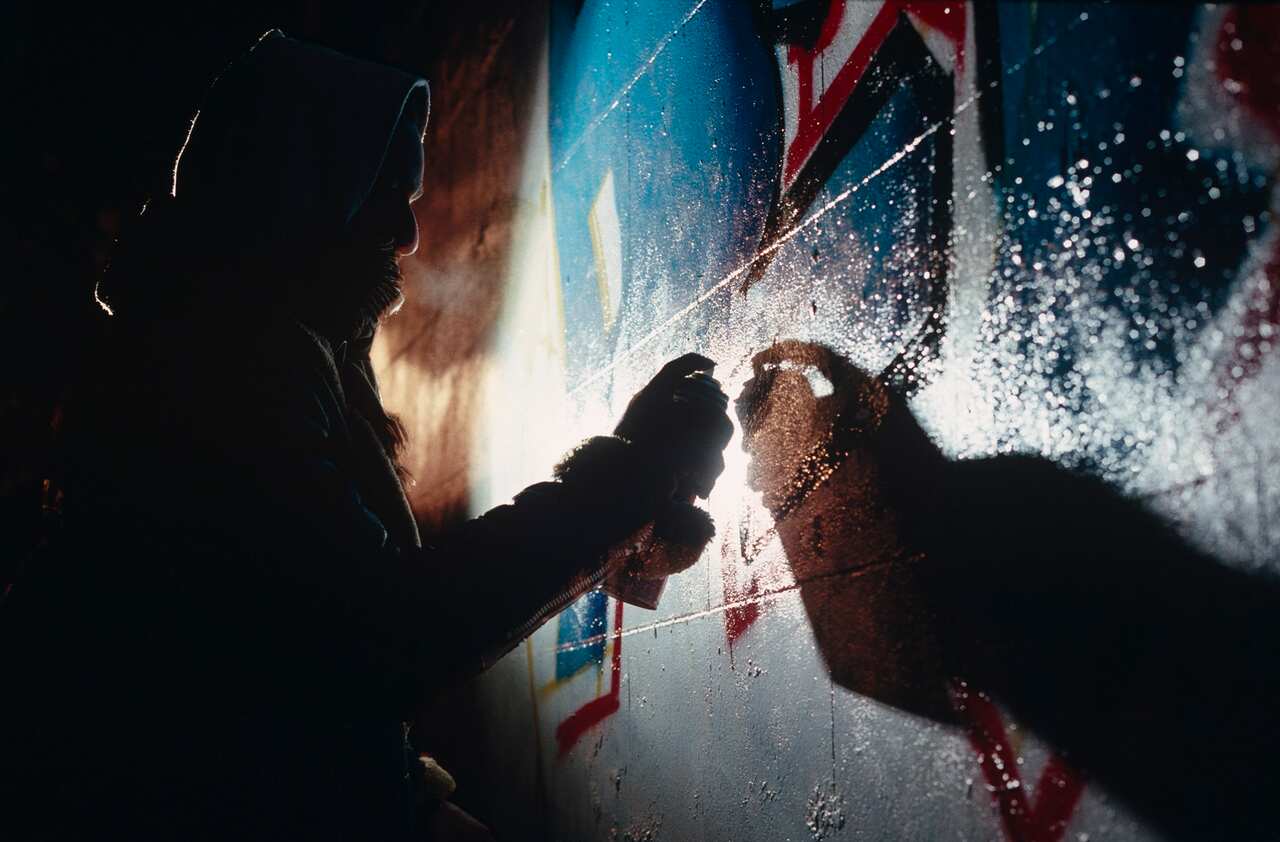 England - London - Graffiti Being Sprayed