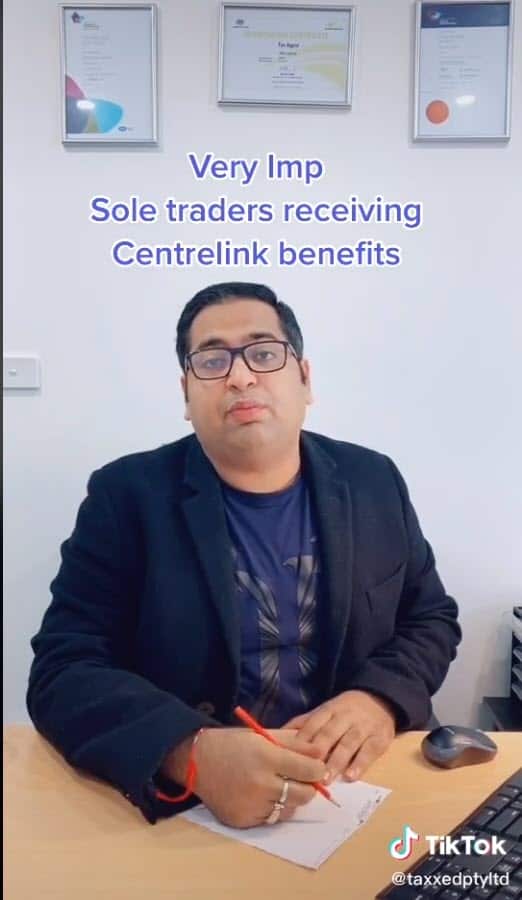 Rahi Verma's TikTok video with nearly 50,000 views is on Centrelink payemts for sole traders.
