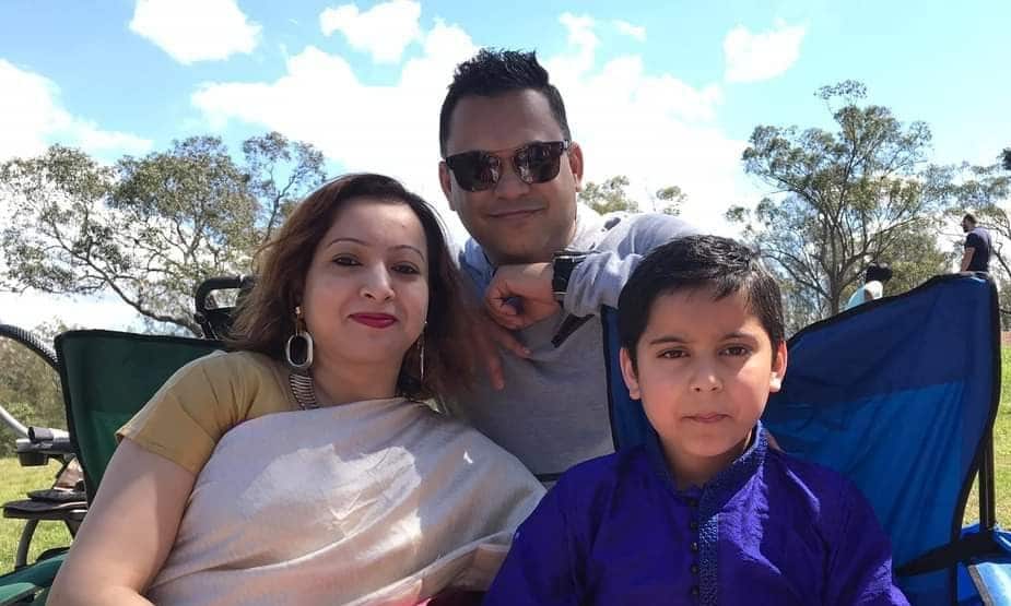 Blacktown City young citizen award finalist Year 7 student Raiyan Rahman with his parents.