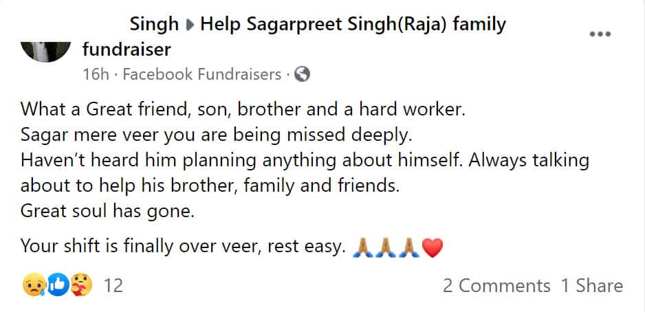 Tributes flow for Sagarpreet Singh aka Raja who died in a truck crash in WA.