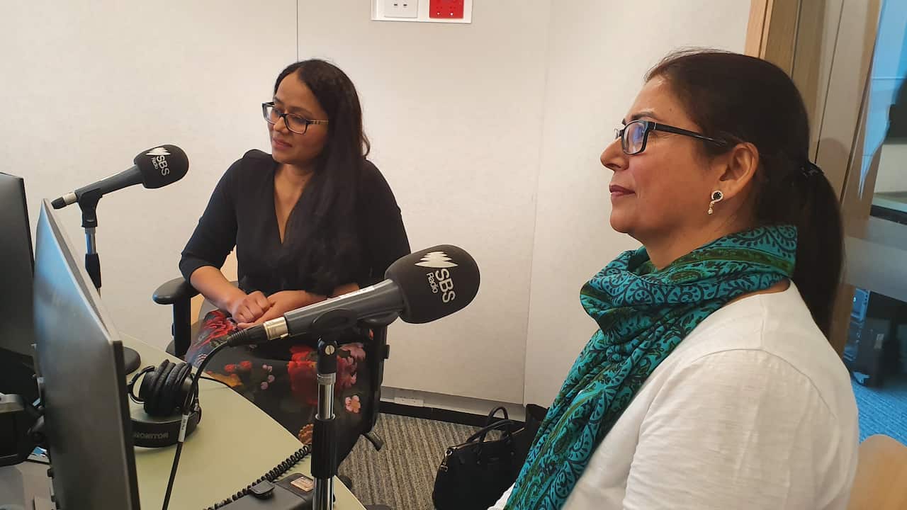 Theatre-artists Raman Sekhon and Gurpreet Kaur at SBS Studios, Melbourne. 