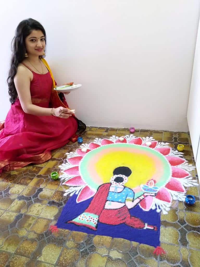 Krupa Sheth with her Diwali Rangoli