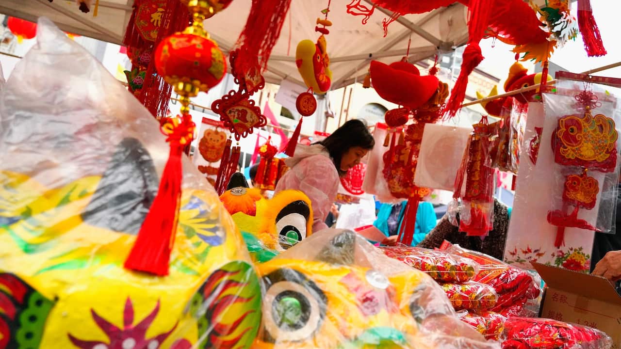 A stall seen selling Chinese New Year products during the Georges River Lunar New Year Festival in Sydney on January 18, 2020.