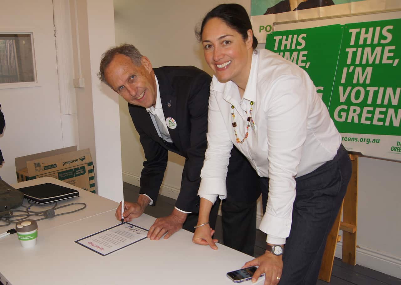 Alex Bhathal with Bob Brown