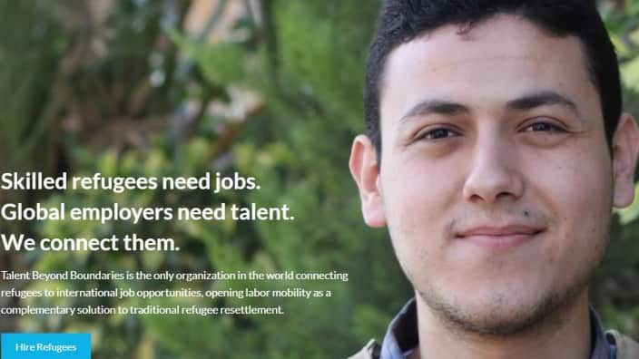 Screenshot from Talent Beyond Borders website