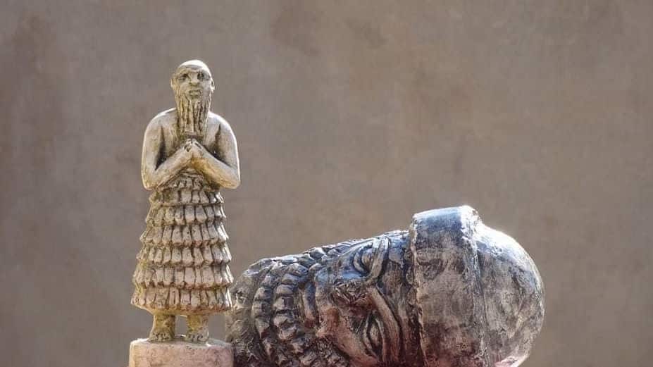 Ancient Assyrian pieces that he has restored that were damaged.