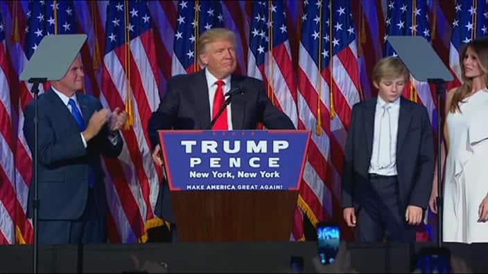 Trump delivering his victory speech