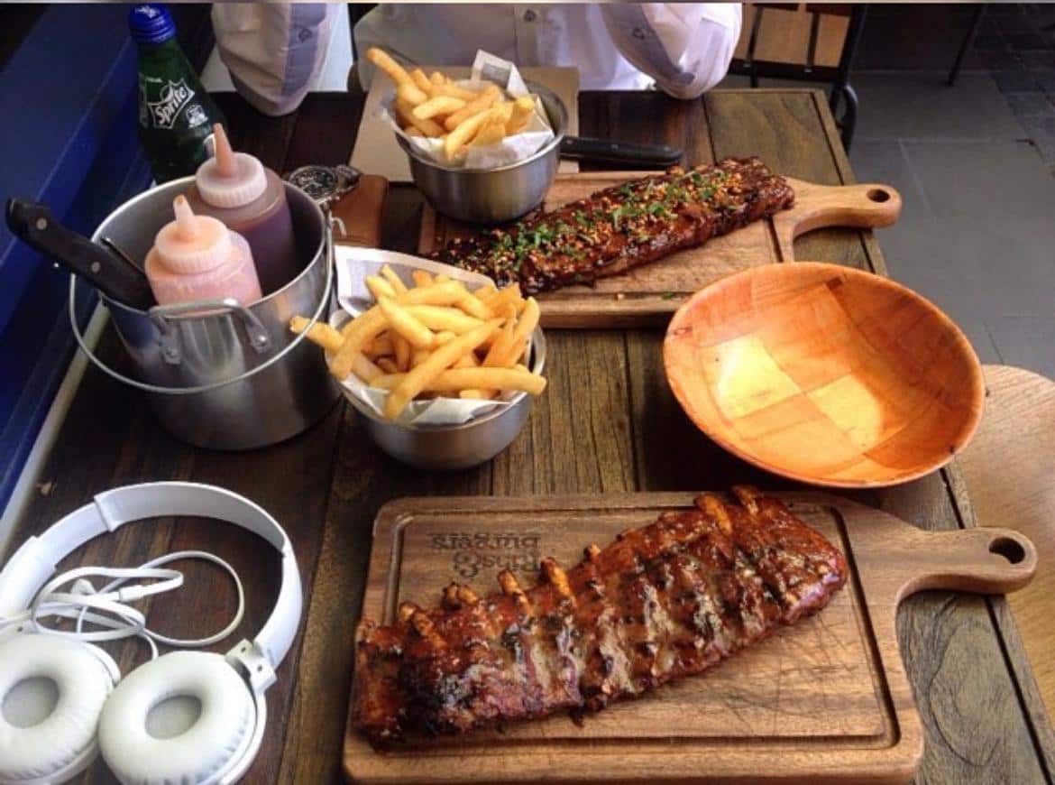 Comfort food ribs and chips.