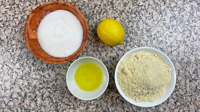 Just five ingredients including the icing sugar for dusting. Also any citrus zest will do.