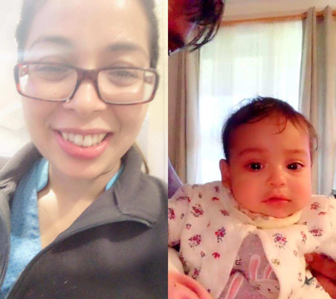 Richa Silwal video calling her daughter from work.