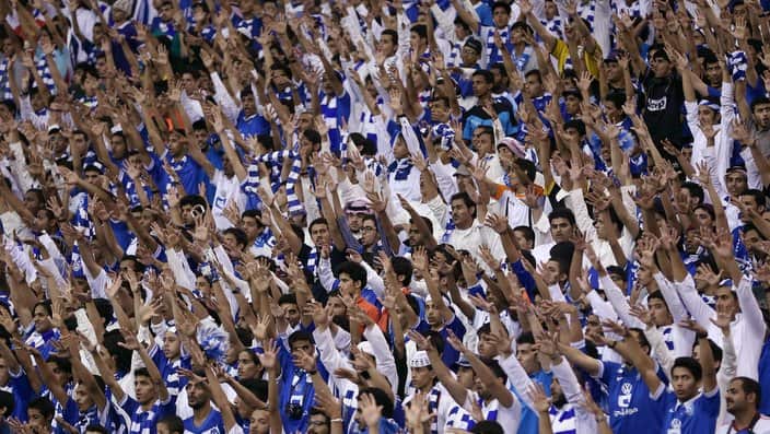 Saudi Arabia's Al Hilal's fans cheer before the Asian Champions League Final second leg soccer match between Al Hilal and Western Sydney Wanderers at King Fahd stadium in Riyadh, Saudi Arabia, Saturday, Nov. 1, 2014. (AP Photo)