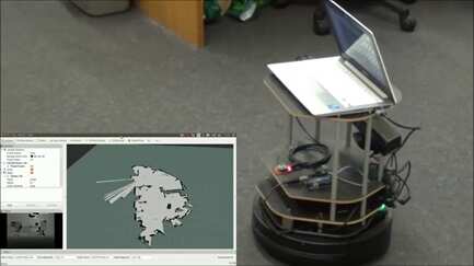 Robot with its navigation map