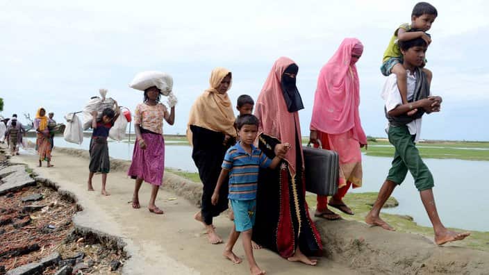 BANGLADESH, Cox's Bazar: This picture was taken on September 08, 2017 as Rohingya refugees from Myanmar (Burma) arrive at refugee camps in Cox's Bazar, Bangladesh. (AAP Image/CrowdSpark/Bayazid AKTER).