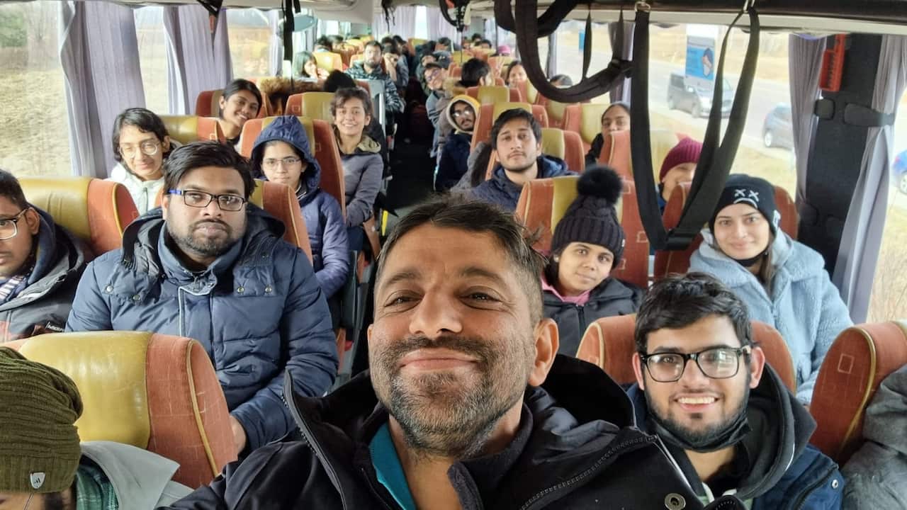 Ronak Raval (C) helped Indian students resolve their embassy related issues.