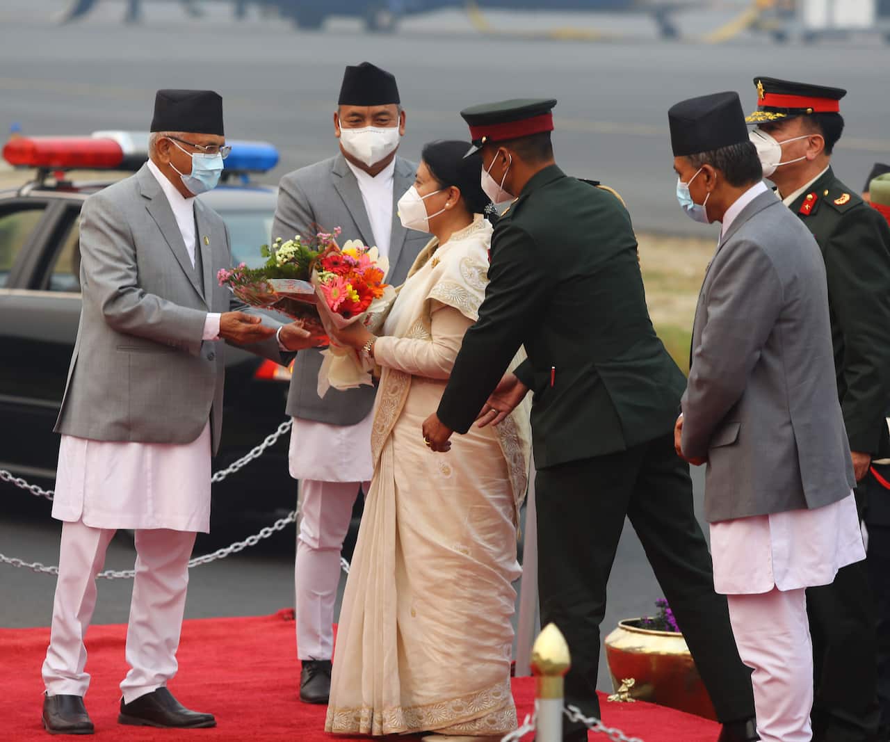 Nepal's President returns home after her visit to Bangladesh. 