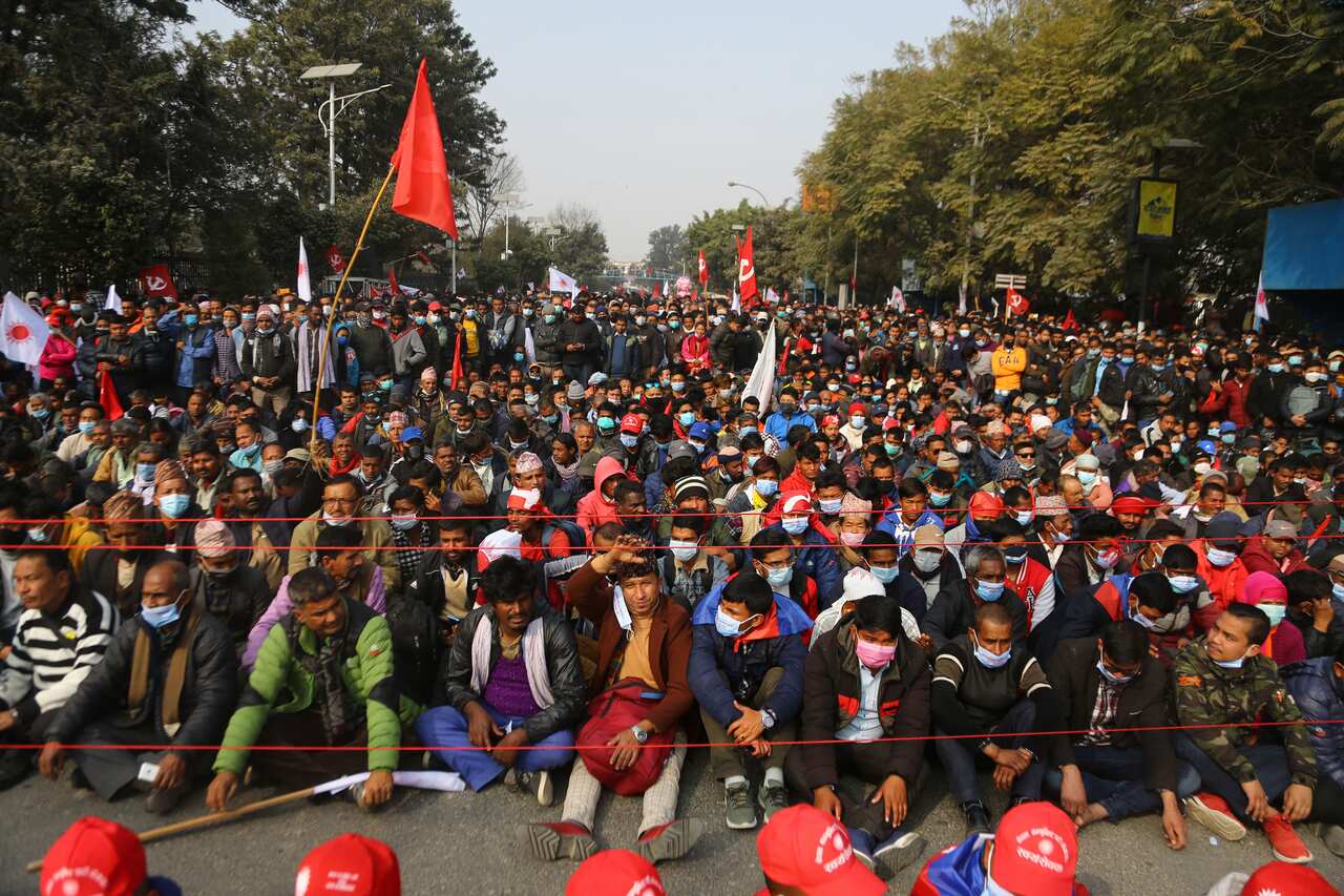 Protests being held in Nepal against dissolved parliament.