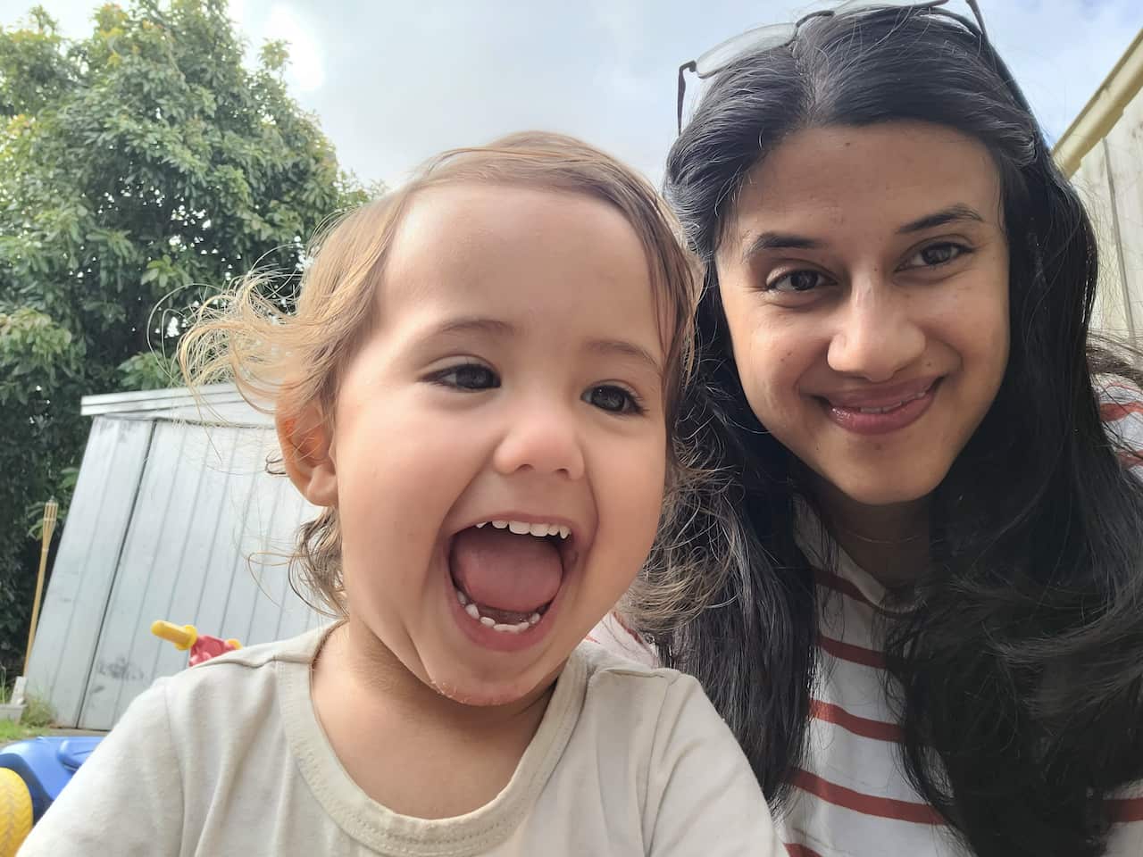 Rosi Aryal Lees with her kid