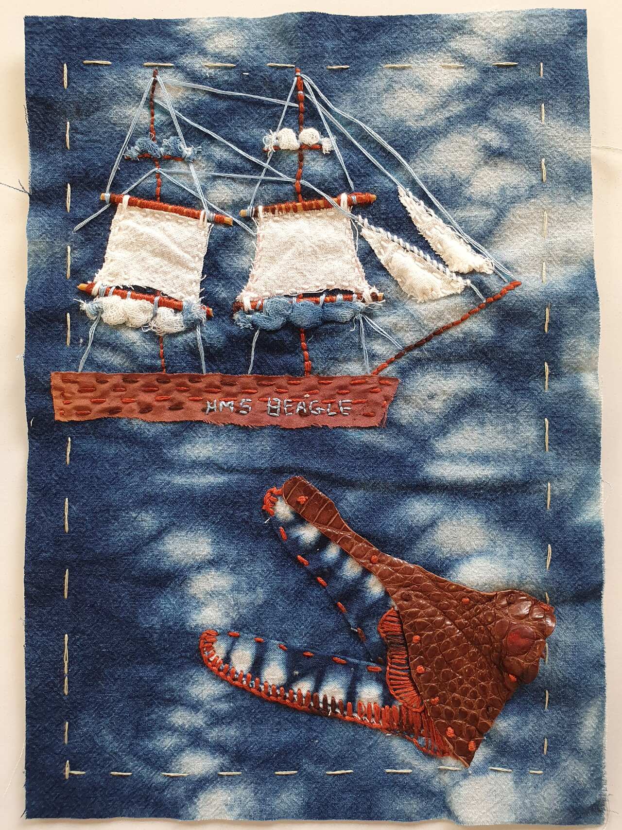 Stitcher Roswyn Rennie's block features a crocodile.